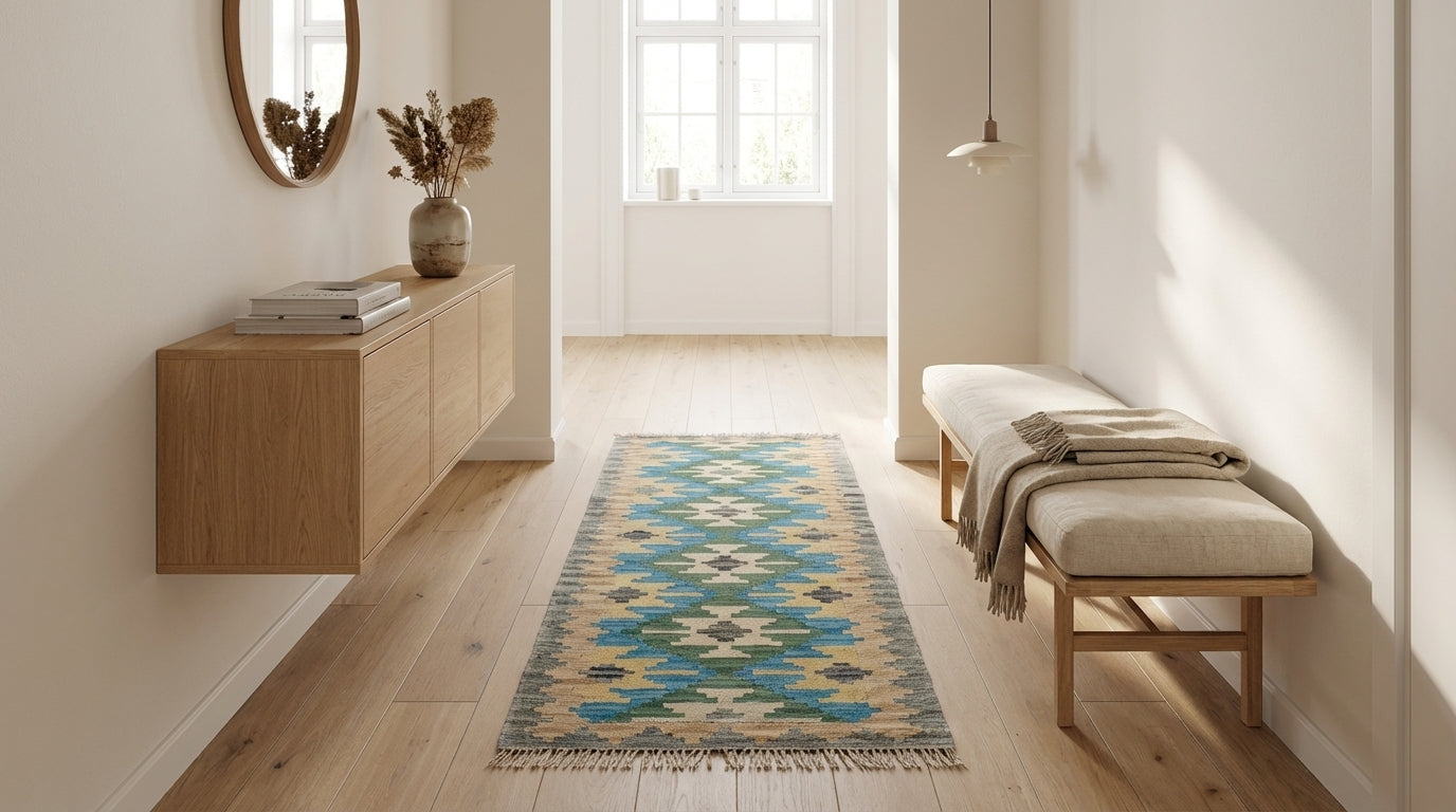 Håndvævet afghansk kelim-tæppe (ID14)