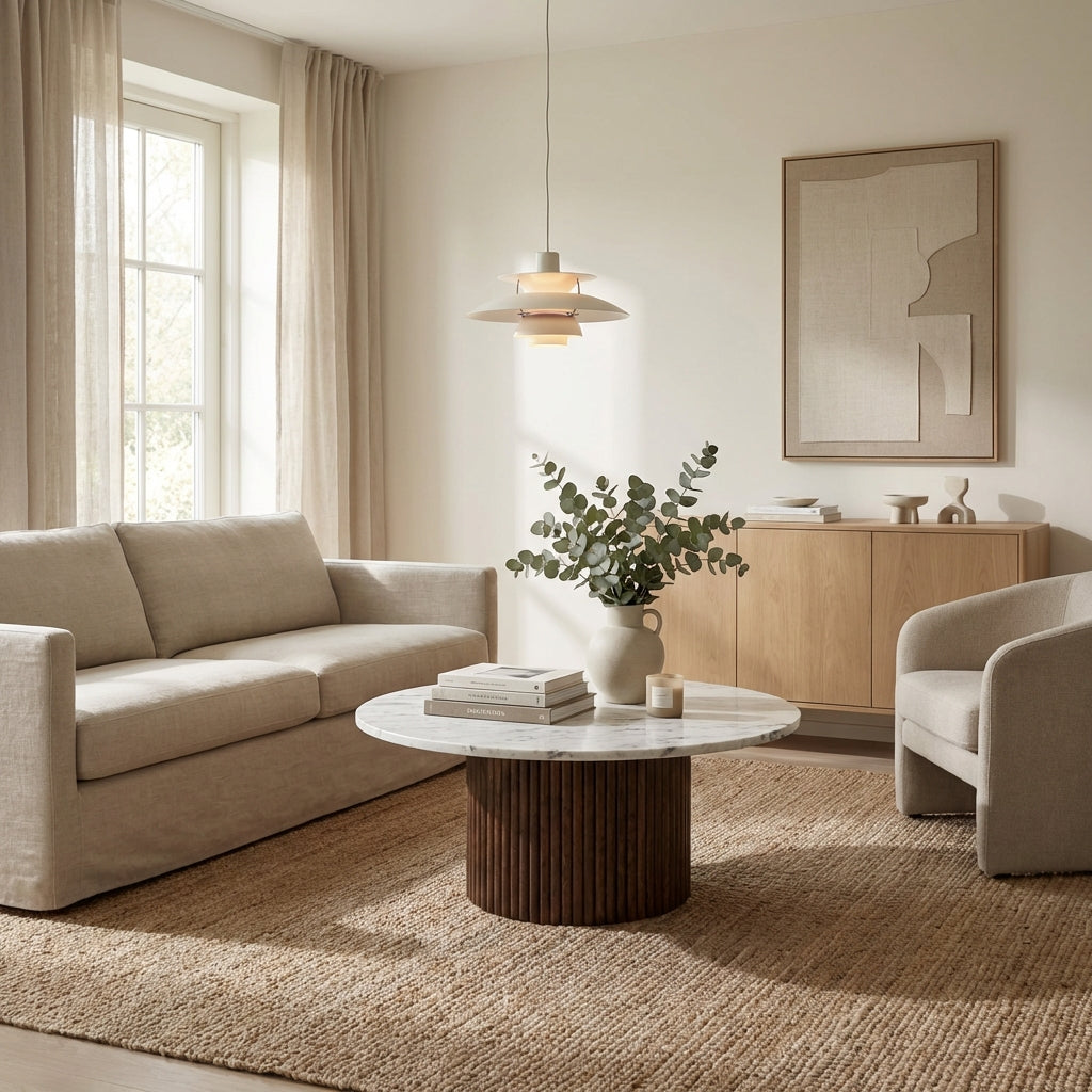 Sofabord i træ og sten (ID180)