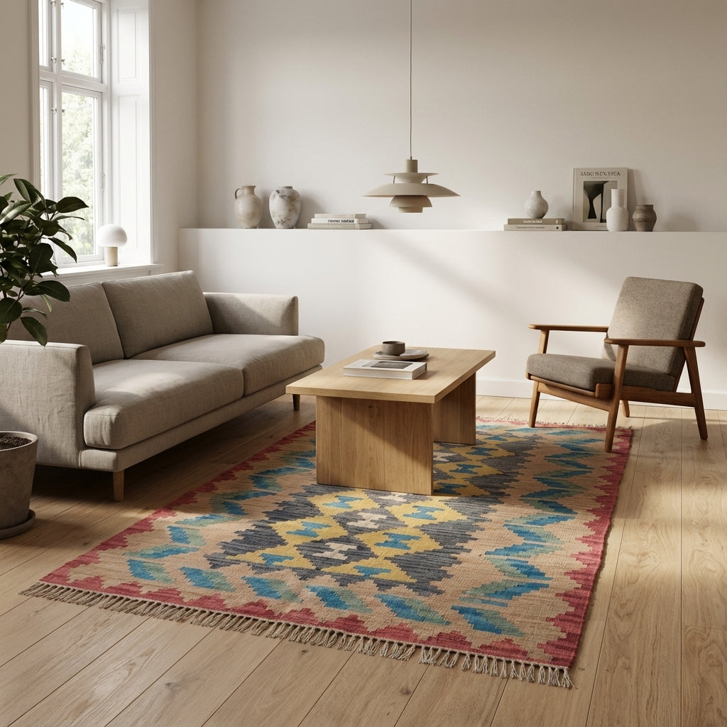 Håndvævet afghansk kelim-tæppe (ID33)