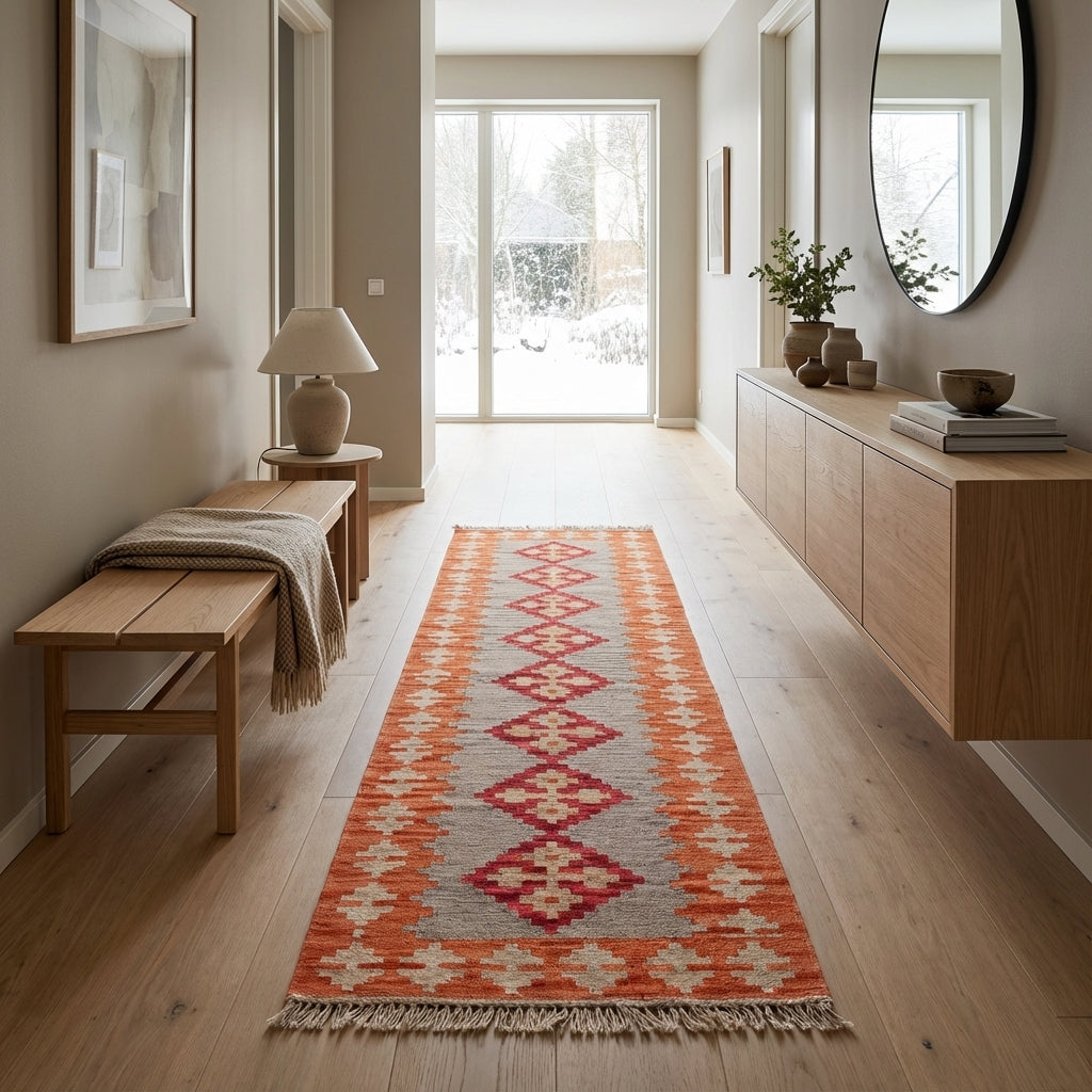 Kelim tæppe – Moderne Uld & Garn Fladvævet (ID293)