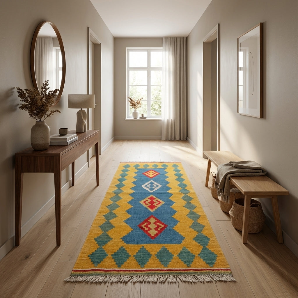 Håndvævet afghansk kelim-tæppe (ID25)