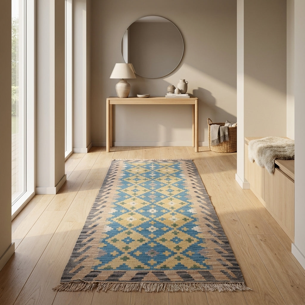 Kelim tæppe – Moderne Uld & Garn Fladvævet (ID306)