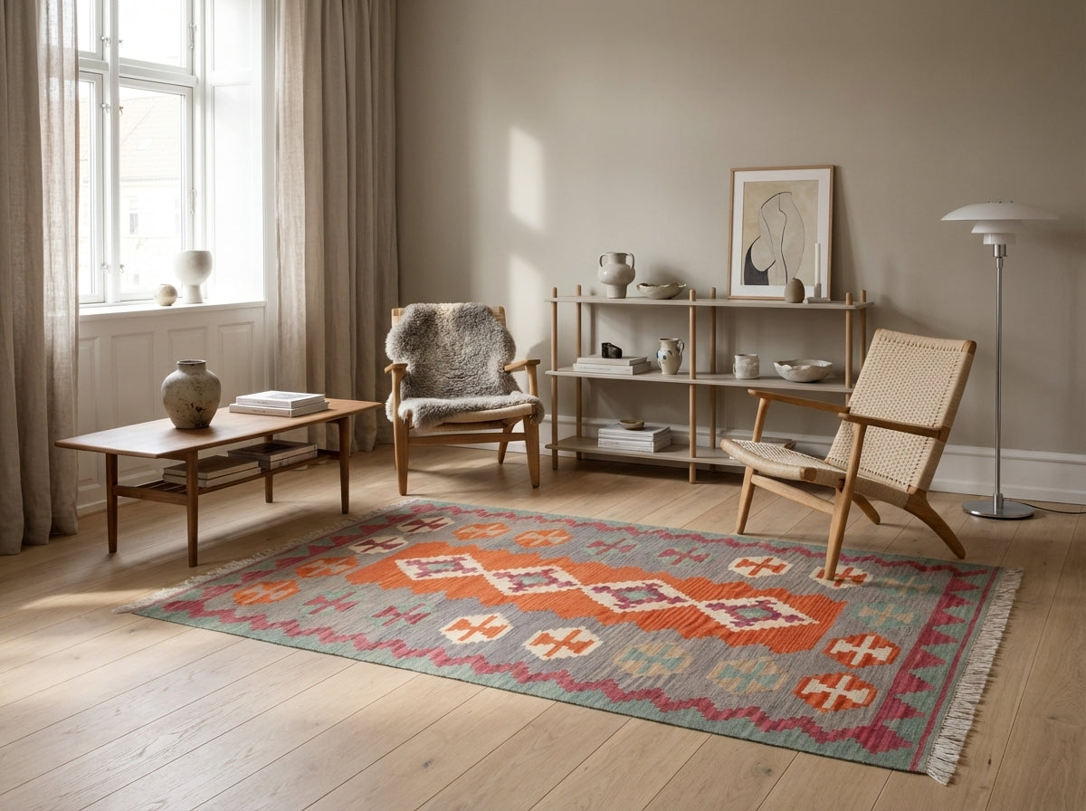 Håndvævet afghansk kelim-tæppe (ID38)