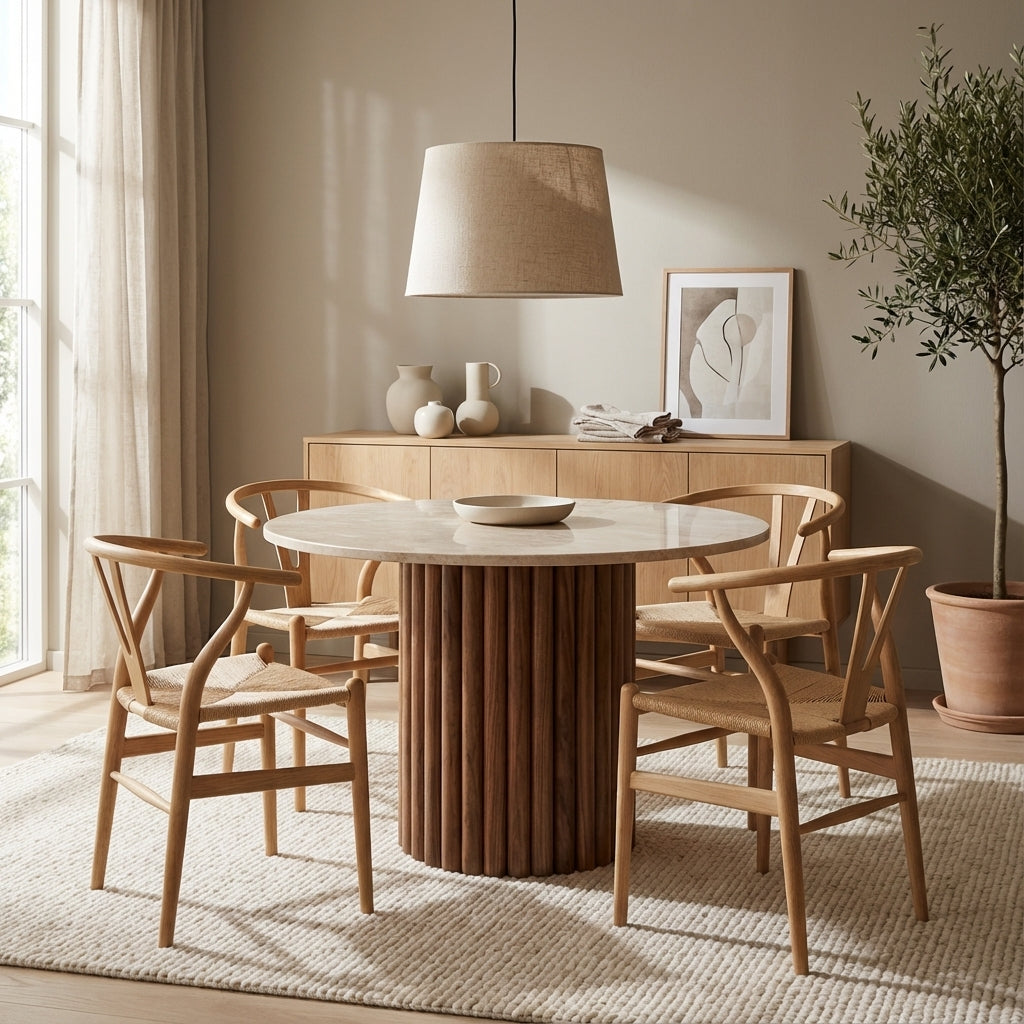 Moderne spisebord i valnød og sten (ID165)