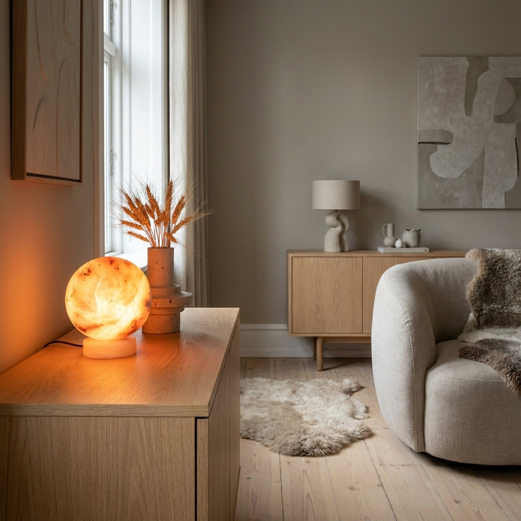 Moderne bordlampe i sten (ID52)