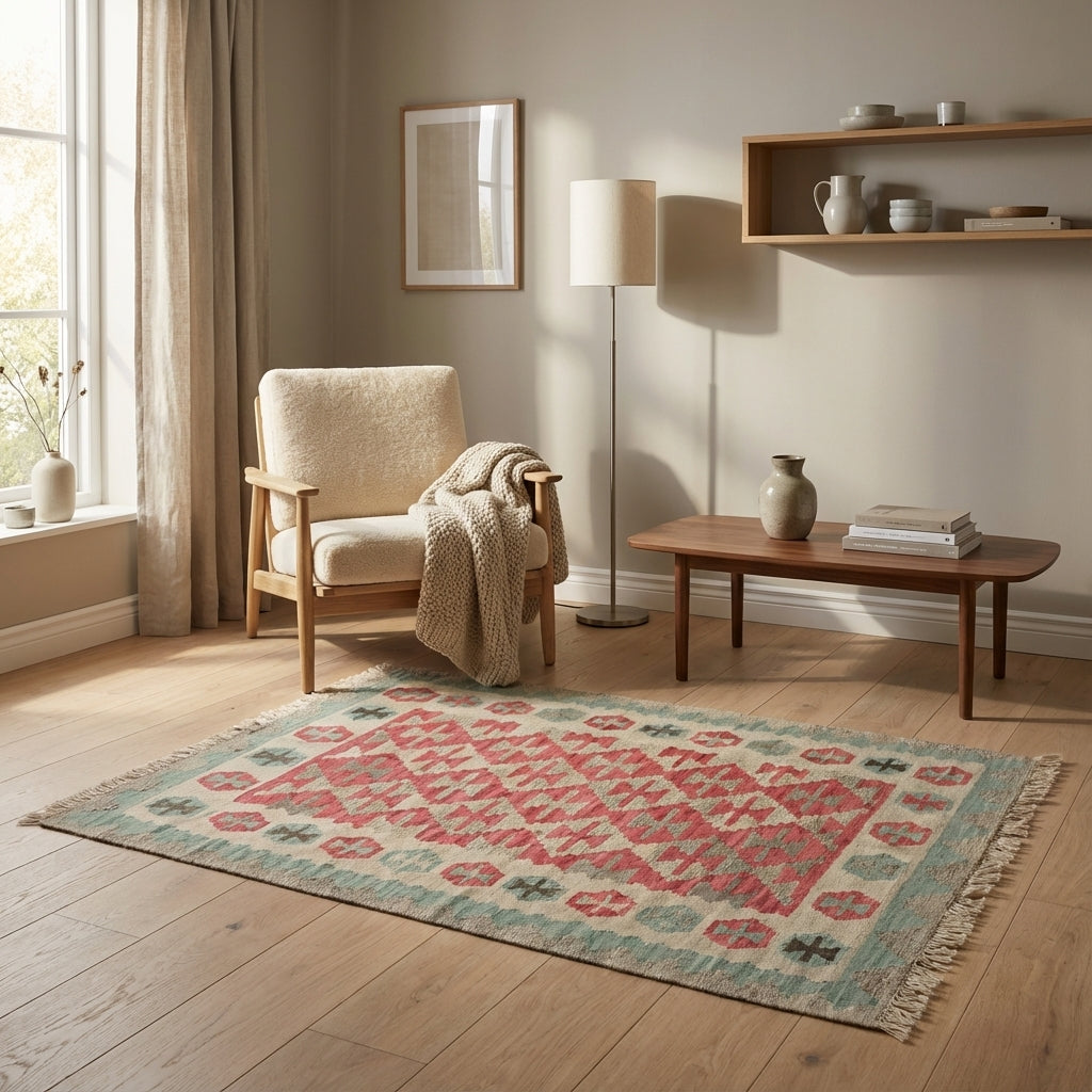 Håndvævet afghansk kelim-tæppe (ID23)