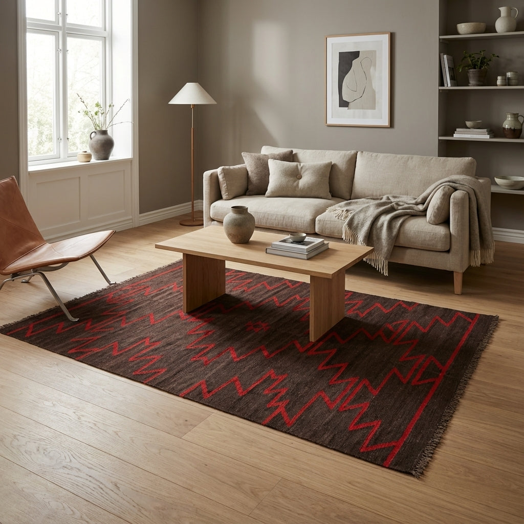 Håndvævet afghansk uld kilim tæppe 286 × 90 cm (ID185)