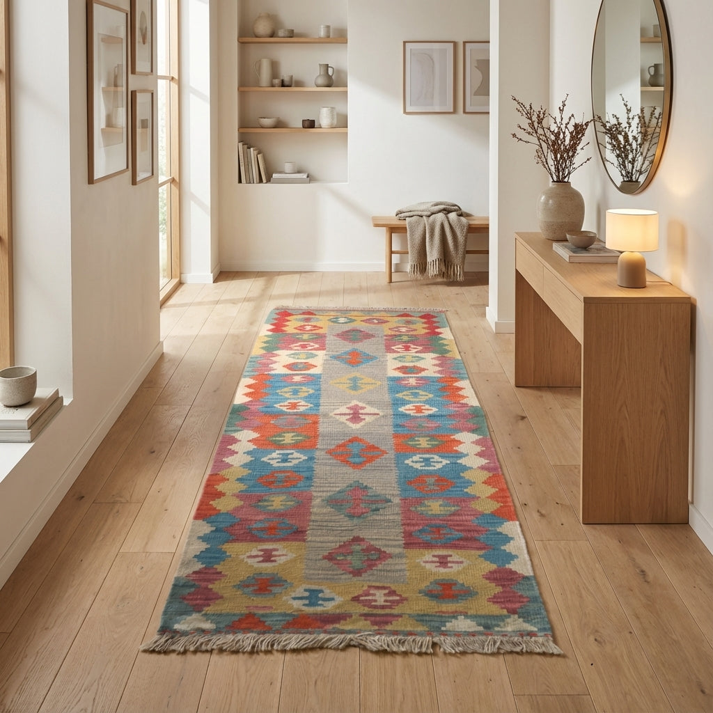 Håndvævet afghansk kelim-tæppe (ID32)