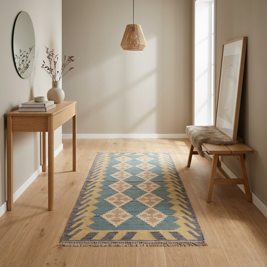 Kelim tæppe – Moderne Uld & Garn Fladvævet (ID303)