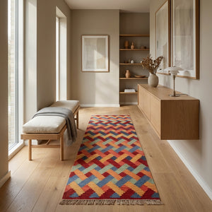 Kelim tæppe – Moderne Uld & Garn Fladvævet (ID298)