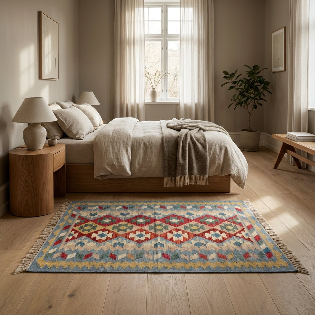 Håndvævet afghansk kelim-tæppe (ID47)