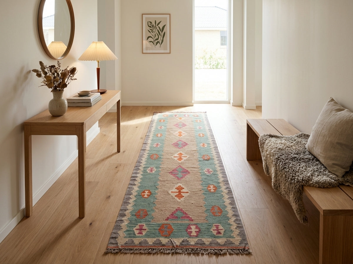 Kelim tæppe – Moderne Uld & Garn Fladvævet (ID300)