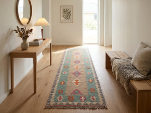 Kelim tæppe – Moderne Uld & Garn Fladvævet (ID300)