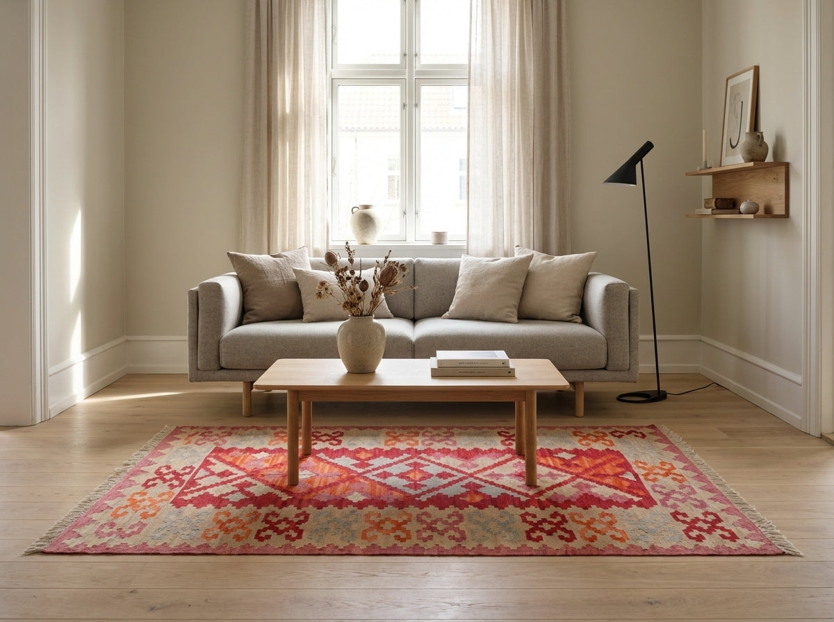 Håndvævet afghansk kelim-tæppe (ID4)