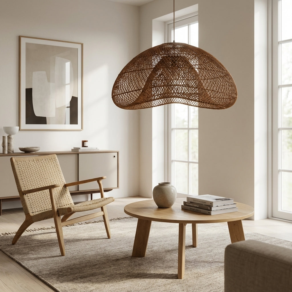 Brun, buet bambuslampe (ID268)