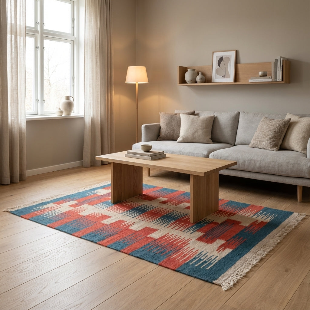 Kelim tæppe – Moderne Uld & Garn Fladvævet (ID287)