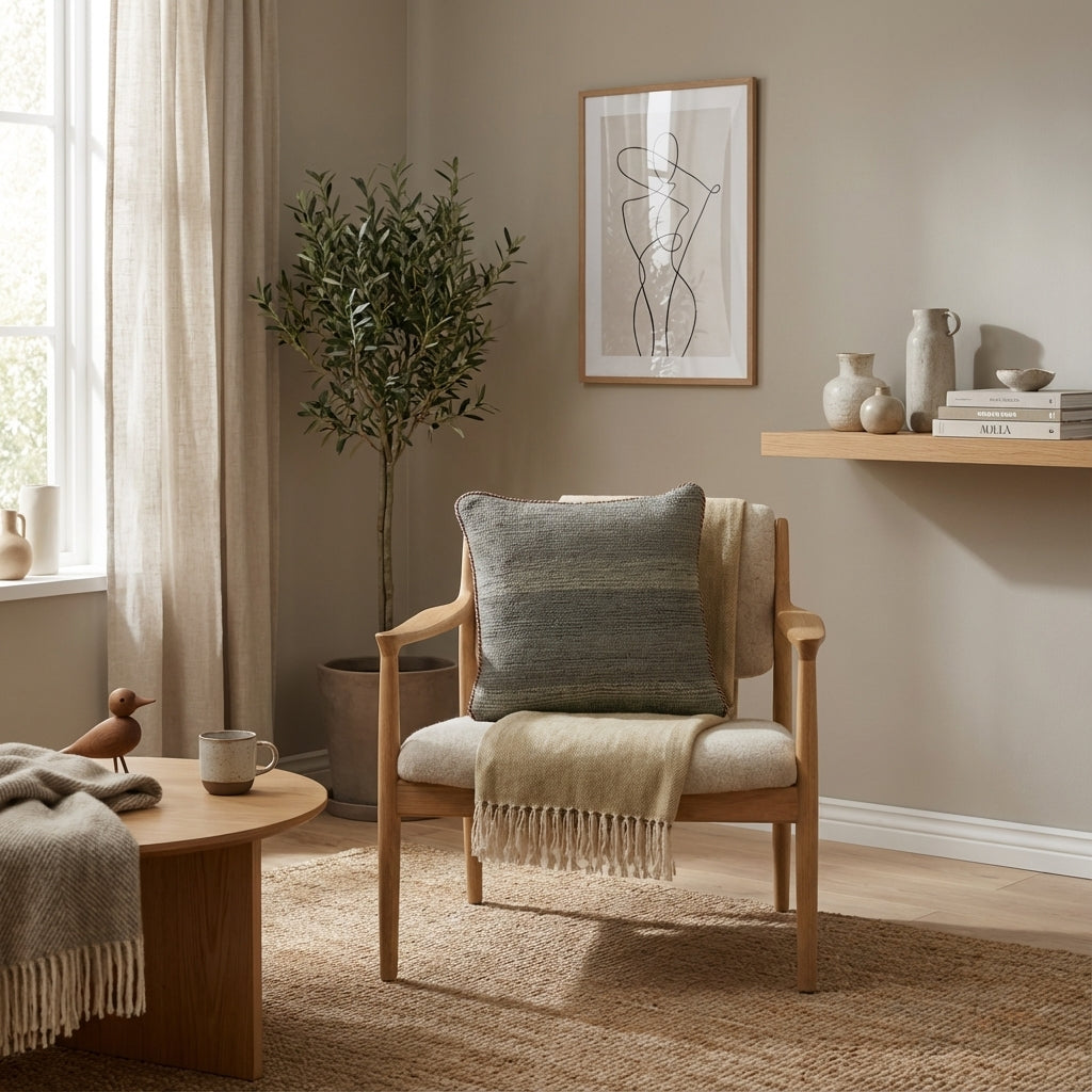 Pude med kelimbetræk (kvadrat) – koksgrå meleret (ID330)