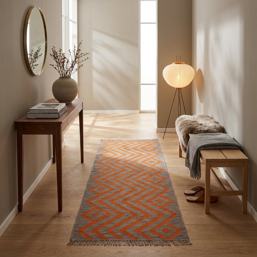 Kelim tæppe – Moderne Uld & Garn Fladvævet (ID305)